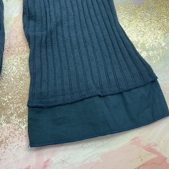 Surroundings Kanyin Gray V-Neck 3/4 Sleeve Stretch Cotton Tunic Top L - Picture 5 of 8